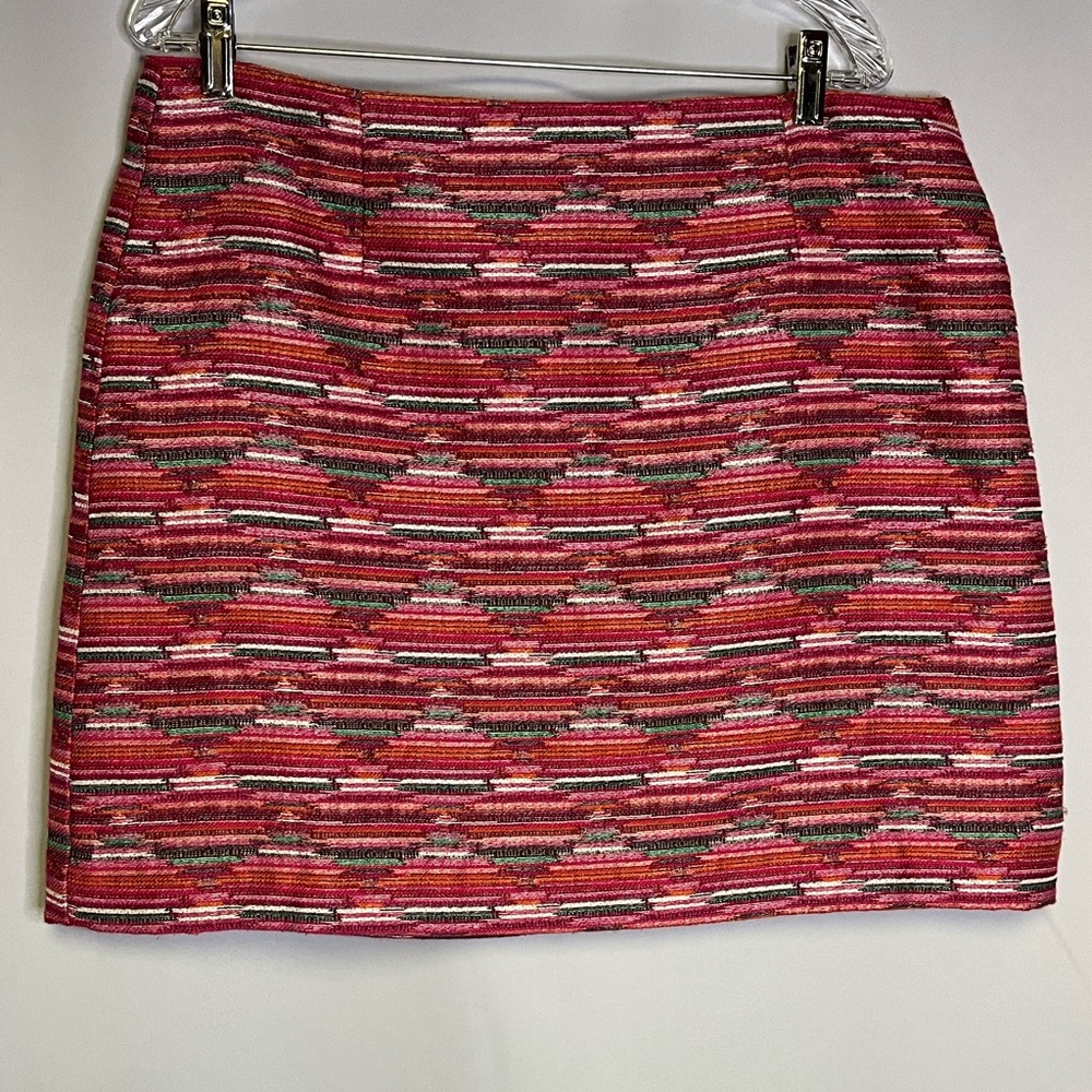 LOFT Multicolored Pink Southwestern Patterned Mini Skirt